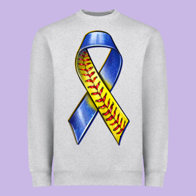 Heavyweight Sweatshirt down syndrome ribbon softball