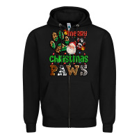 Black merry christmas paws with santa Zipper Hoodie - AdoDesignShop