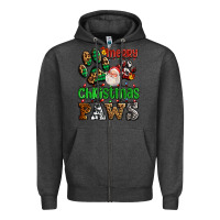 Charcoal Heather merry christmas paws with santa Zipper Hoodie - AdoDesignShop