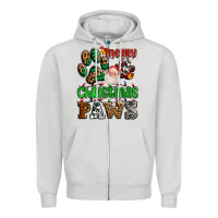 Dove Grey merry christmas paws with santa Zipper Hoodie - AdoDesignShop