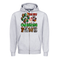 Heather Grey merry christmas paws with santa Zipper Hoodie - AdoDesignShop