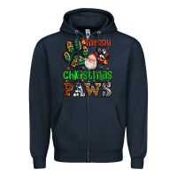 Navy merry christmas paws with santa Zipper Hoodie - AdoDesignShop