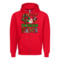 Red merry christmas paws with santa Zipper Hoodie - AdoDesignShop