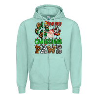 Seafoam merry christmas paws with santa Zipper Hoodie - AdoDesignShop