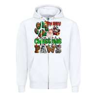 White merry christmas paws with santa Zipper Hoodie - AdoDesignShop