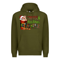 Army Green Coffee and Christmas cheer Premium Hoodie - NancyCooperArtShop