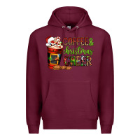 Burgundy Coffee and Christmas cheer Premium Hoodie - NancyCooperArtShop