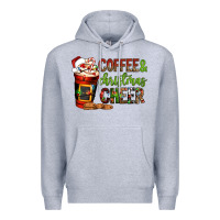 Heather Grey Coffee and Christmas cheer Premium Hoodie - NancyCooperArtShop