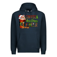 Navy Coffee and Christmas cheer Premium Hoodie - NancyCooperArtShop