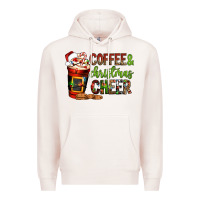 Pale Pink Coffee and Christmas cheer Premium Hoodie - NancyCooperArtShop