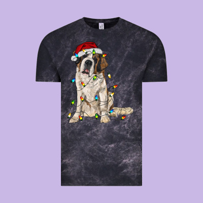 Saint Bernard With Christmas Lights Vintage Tee Designed By Ranaportraitstore
