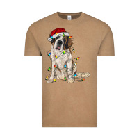 Vintage Coffee saint bernard with christmas lights Vintage Tee - RanaPortraitStore