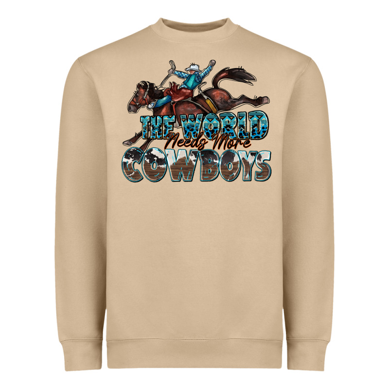 The World Needs More Cowboys Heavyweight Sweatshirt by Zillion Design Studio | Teevron