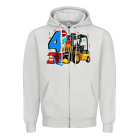 Dove Grey forklift birthday four Zipper Hoodie - Artiststas