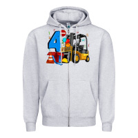 Heather Grey forklift birthday four Zipper Hoodie - Artiststas