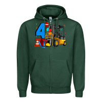 Sports Green forklift birthday four Zipper Hoodie - Artiststas