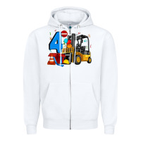 White forklift birthday four Zipper Hoodie - Artiststas