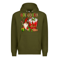 Army Green christmas gnome hot cocoa Premium Hoodie - MaliasSmallBusiness