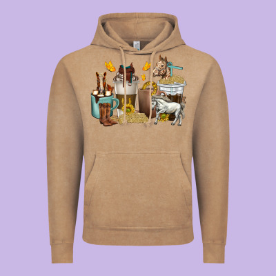 Vintage Hoodie coffee cups horses