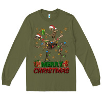 Army Green merry christmas deer skeleton Long Sleeve Tee - FaDigitalArtStudio