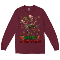 Burgundy merry christmas deer skeleton Long Sleeve Tee - FaDigitalArtStudio