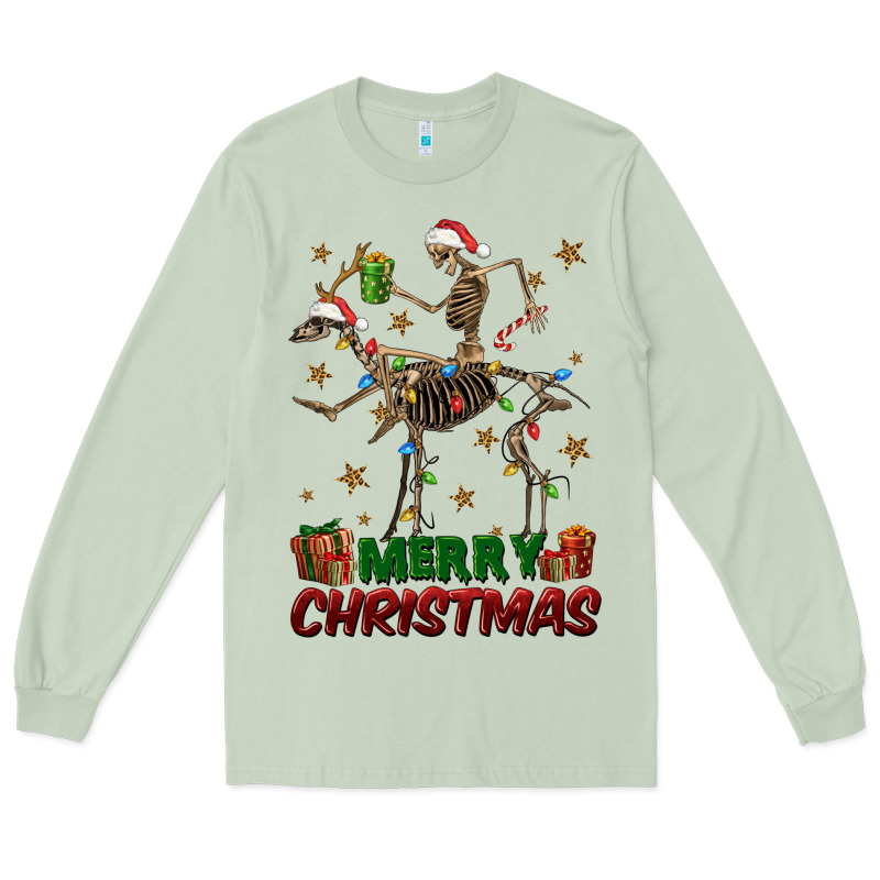 Merry Christmas Deer Skeleton Long Sleeve Tee by FaDigitalArtStudio | Teevron
