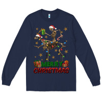 Navy merry christmas deer skeleton Long Sleeve Tee - FaDigitalArtStudio
