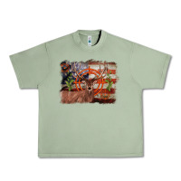 Oil Green deer hunting target american flag  background Urban Heavy Tee - BarkalooDesign