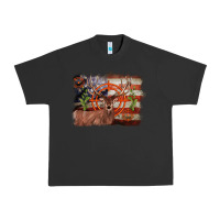 Pigment Black deer hunting target american flag  background Urban Heavy Tee - BarkalooDesign