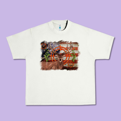 Deer Hunting Target American Flag  Background Urban Heavy Tee Designed By Barkaloodesign