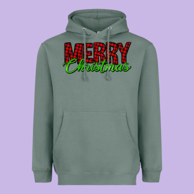 Merry Christmas Tartan Heavyweight Hoodie Designed By Jasminsmagicworld