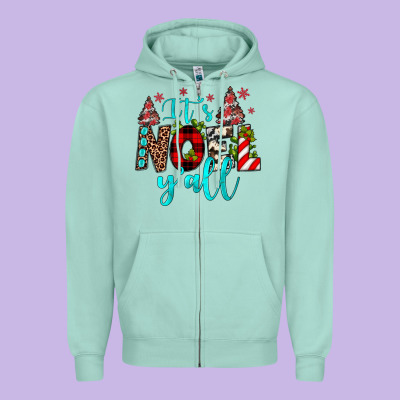 It's Noel Y'all Zipper Hoodie Designed By Jahusdesignshop