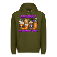 Army Green Nightmare Before Coffee Cups Premium Hoodie - MaliasSmallBusiness