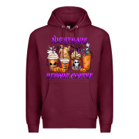 Burgundy Nightmare Before Coffee Cups Premium Hoodie - MaliasSmallBusiness