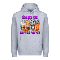 Heather Grey Nightmare Before Coffee Cups Premium Hoodie - MaliasSmallBusiness