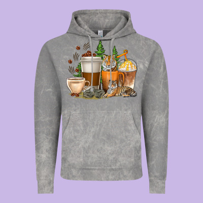 Vintage Hoodie coffee cups tiger with coffee beans