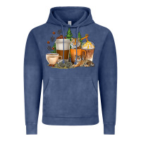 Vintage Denim coffee cups tiger with coffee beans Vintage Hoodie - texasbilliewilder