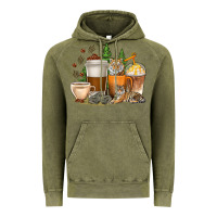 Vintage Olive coffee cups tiger with coffee beans Vintage Hoodie - texasbilliewilder