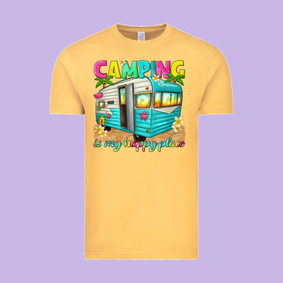 Camping Is My Happy Place Vintage Tee Designed By Texasbilliewilder