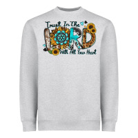 Heather Grey trust in the lord with all your heart Heavyweight Sweatshirt - Zillion Design Studio