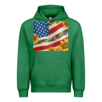 Emerald american flag sunflowers and canouflage print veteran mousepad Urban Hoodie - Jasminsmagicworld