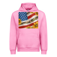 Fuchsia Pink american flag sunflowers and canouflage print veteran mousepad Urban Hoodie - Jasminsmagicworld