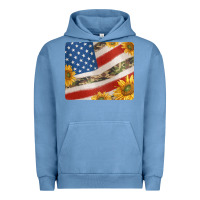 Pigment Pebble Blue american flag sunflowers and canouflage print veteran mousepad Urban Hoodie - Jasminsmagicworld