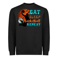 Black eat sleep basketball repeat Heavyweight Sweatshirt - texasbilliewilder