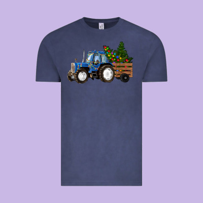 Christmas Farm Tractor Vintage Tee Designed By Ranaportraitstore