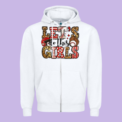 Let's Do This Girls Baseball Zipper Hoodie Designed By Jasminsmagicworld