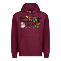 Burgundy Daddy Claus Santa Christmas lights and holly Premium Hoodie - NancyCooperArtShop