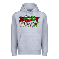 Heather Grey Daddy Claus Santa Christmas lights and holly Premium Hoodie - NancyCooperArtShop