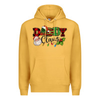 Mustard Daddy Claus Santa Christmas lights and holly Premium Hoodie - NancyCooperArtShop