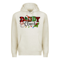 Oatmeal Heather Daddy Claus Santa Christmas lights and holly Premium Hoodie - NancyCooperArtShop